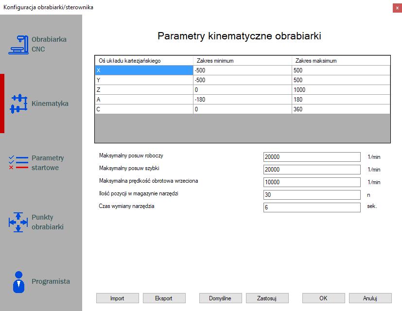 Edytor M-kodów - Przycisk otwierania okna dostępnych M-kodów z podziałem na grupy dostępnych dla wybranego sterownika obrabiarki.