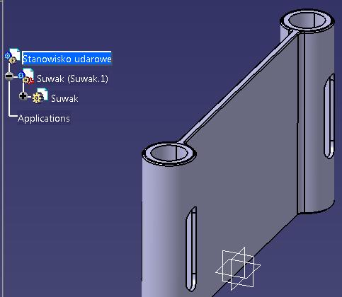 Umieszczanie modelu gotowej części w pliku złożenia 1. W drzewie specyfikacji wybierz Stanowisko udarowe 2. Wybierz ikonę Existing Component 3.