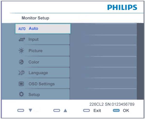 Dostęp do menu OSD/OK Korzystanie z funkcji Turbo/powrót do poprzedniego poziomu menu OSD Włączanie i wyłączanie monitora Zmiana źródła sygnału wejściowego/ dostosowywanie menu OSD Dla funkcji