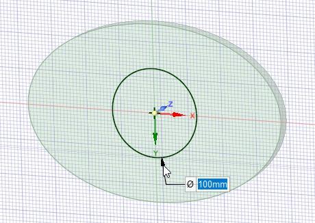 8. Tworzenie okręgu Wybieramy narzędzie Circle i rysujemy okrąg o średnicy 100 mm, w punkcie (0,0) względem globalnego