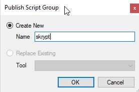 nazwę w okienku Publish Script Group W panelu