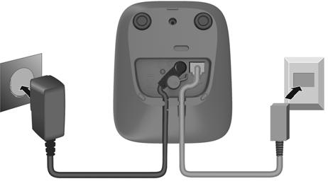 Uruchomienie Stacja bazowa Podłączanie stacji bazowej do sieci elektrycznej i telefonicznej Podłączyć wtyczkę telefoniczną 1.