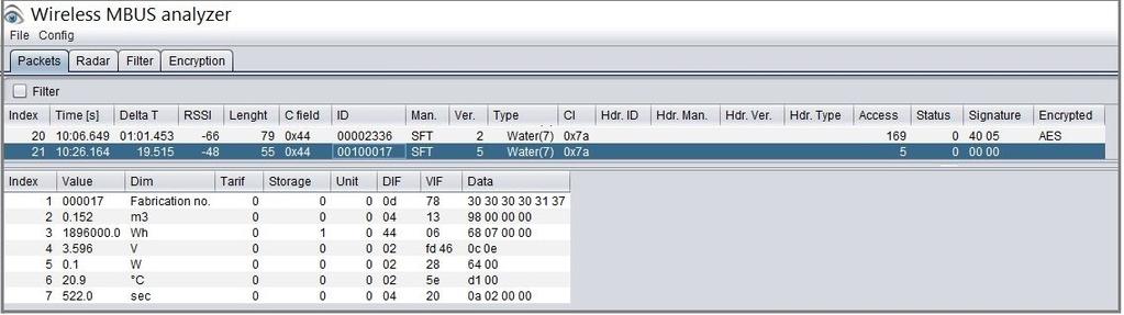 Tab. 4: Popis proměnných v datovém bloku informační zprávy modulu WB169-SI2 Pořadí Proměnná (význam a popis) Jednotka Typ Formát dat 1 INFO (text) Fabric. No. Inst.