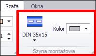 Za pomocą wysuwanej listy Kolor zdefiniuj kolor wstawianej szyny montażowej. Kliknij na ikonę wysuwanej listy przy poleceniu Rysuj.