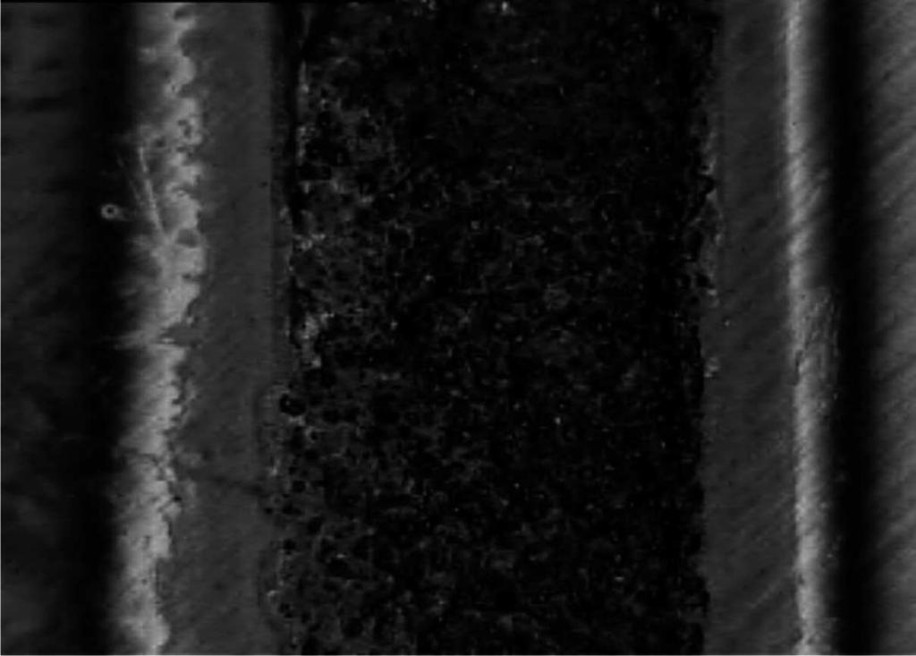 32CrMoV12-28 steel alloyed with WC powder, laser power 2.3 kw, mag. 10x Fig. 9.