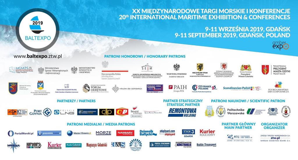 PROGRAM BALTEXPO 2019* 9 WRZEŚNIA 2019 (dzień pierwszy) SALA 01 10:30 UROCZYSTE OTWARCIE 10:30 11:15 WYSTĄPIENIA OTWIERAJĄCE 11.