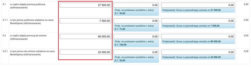 W kolumnie Kwota wydatków kwalifikowalnych od początku realizacji (bez bieżącego wniosku o płatność) wykaż kumulatywną wartość wydatków kwalifikowalnych z zatwierdzonych dotychczas wniosków o