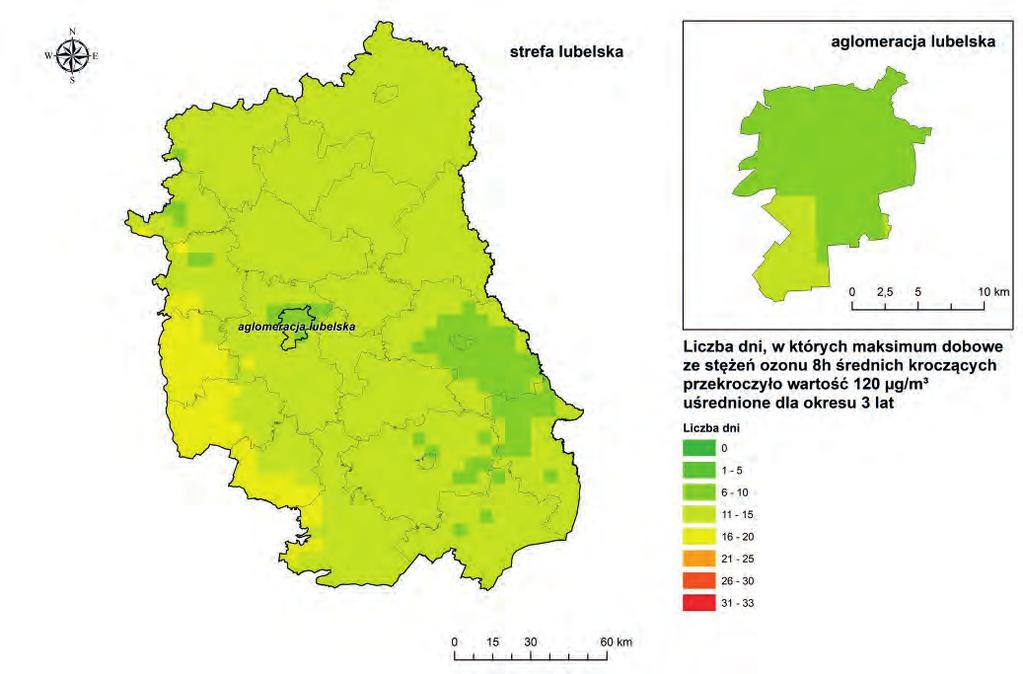 w Lublinie przy ul. Obywatelskiej. W 17 r. maksymalne 8-godzinne stężenie wynosiło 3,9 mg/m 3, tj. 39,% poziomu dopuszczalnego wynoszącego 1 mg/m 3.