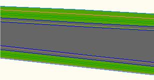 Zestaw kodów do wyświetlania korytarza na sytuacji, z przypisanymi obszarami wypełnień kolorami Korytarz - plan z liniami poprzecznymi Korytarz - plan z materiałami Zestaw kodów do wyświetlania
