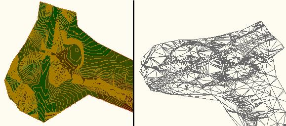 Granica i warstwice W 2D wyświetlany jest kontur powierzchni i warstwice, w 3D siatka  Granica