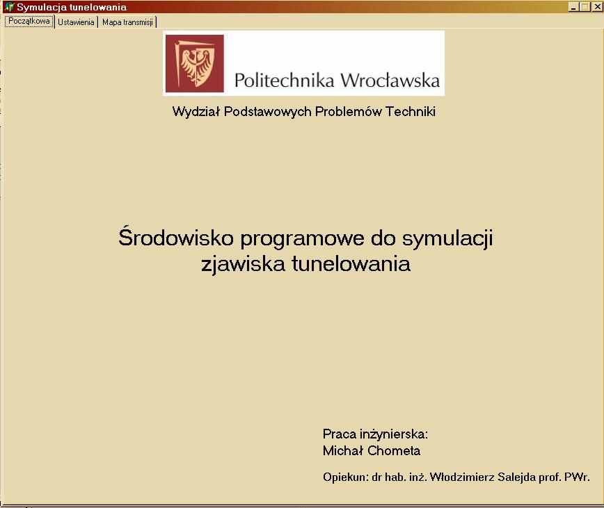 5. Opis środowis progrmowego Po uruchomieniu progrmu n ernie pojwi się ern powitlny Rys.5. Ern powitlny.