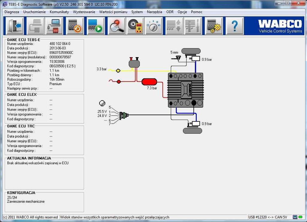Keller PA-22S Wyzwalacz impulsu (trigger) Sens-a-BRAKE NI9205 NI CompactDAQ 9174 Keller PA-22S Komputer PC Rys. 8.