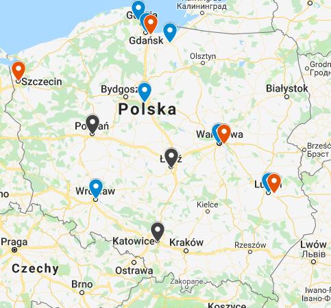 JAZDA FIGUROWA NA ROLKACH I WROTKACH W POLSCE - KLUBY 7 ośrodków jazdy