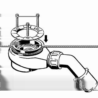 Górną część uszczelki przełożyć przez otwór odpływowy. WSKAZÓWKA!