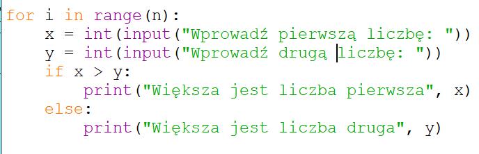 większa. Wyświetl na ekranie wartość większej liczby (rys. 4.). Zapisz program w pliku pod nazwą Zadanie 3. Rys. 4. Stosowanie instrukcji warunkowej fragment kodu źródłowego programu Zadanie3 Zadanie 4.