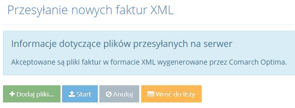 Okno dodawania faktury rozliczeniowej Istnieje możliwość importu faktur w formacie XML wygenerowane przez Comarch Optima.