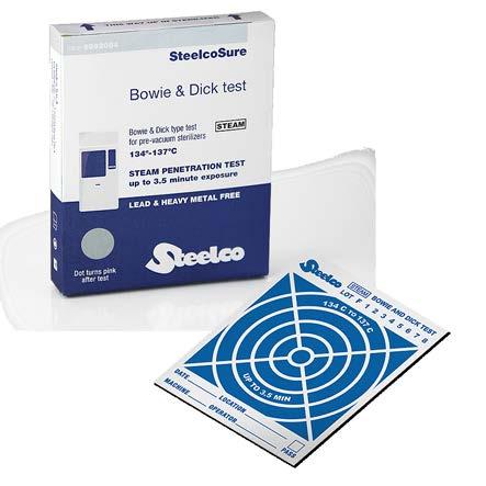 w kartonie Zwalnianie pakietów - sterylizatory parowe PCD do testu Helixa wraz z 250 paskami testowymi, zgodne z PN-EN 285, 134 C -