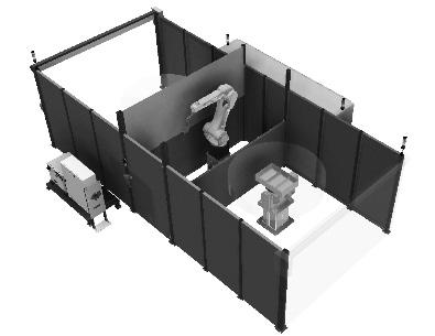 robota firmy Fanuc. Sterownie parametrami spawania realizowane było za pomocą układu sterowania robota. Dodatkowo stanowisko wyposażone było w laserowy układ śledzenia rowka.