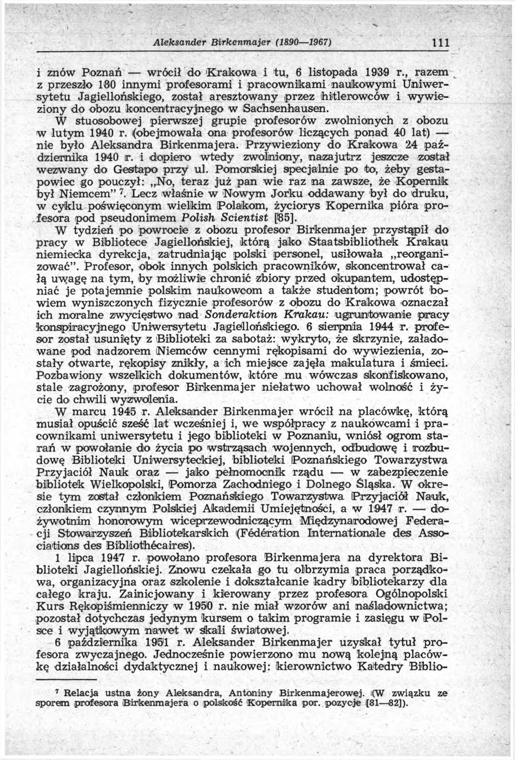 A leksander Birkenm ajer (1890 1967) 111 i znów Poznań wrócił do Krakowa i tu, 6 listopada 1930 r.