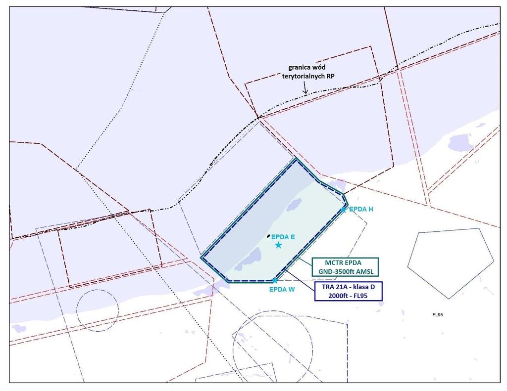 Rysunek 4: Planowane granice struktur przestrzeni powietrznej w rejonie lotniska Darłowo 2.6.