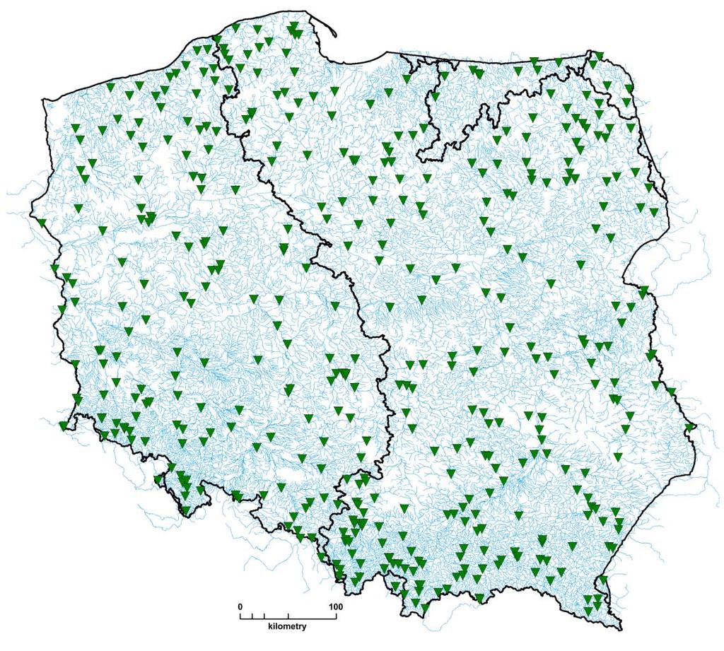 Dane źródłowe Przekroje wodowskazowe wykorzystane