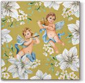 ANGELS IN FLOWERS gold WHITE POINSETTIA gold SILVER COMPOSITION SDL015109 SDR104009 round napkin (Ø)