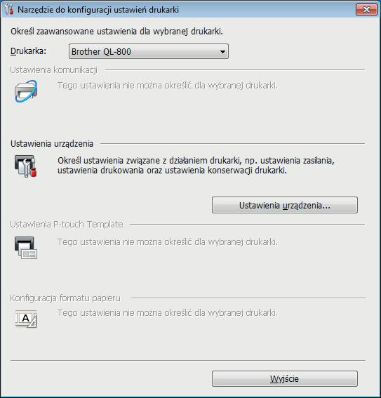 Zmiana ustawień drukarki do etykiet Korzystanie z Narzędzie do konfiguracji ustawień drukarki w systemie Windows 4 1 Podłącz do komputera drukarkę, którą chcesz skonfigurować.