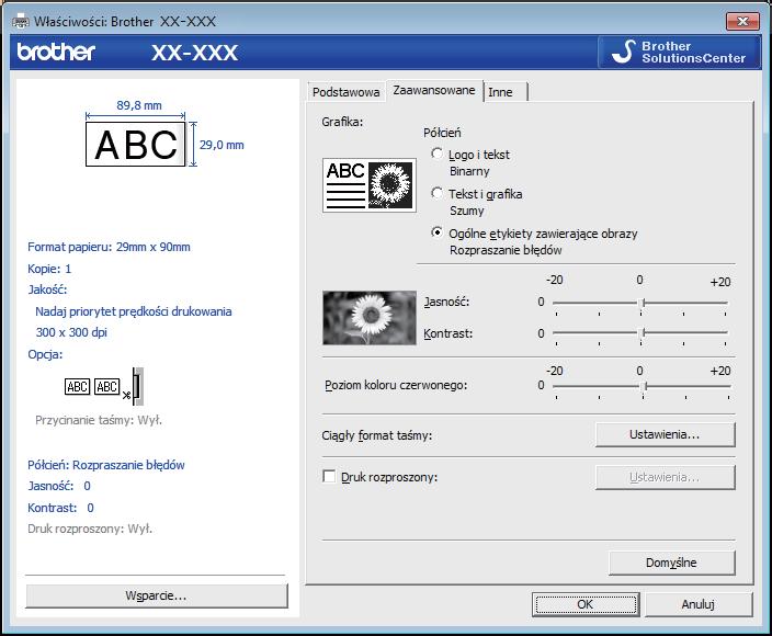 Jak korzystać z aplikacji P-touch Editor 5 Wybierz kartę [Zaawansowane].
