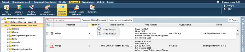 UONET+. Praca z rozkładami materiału nauczania 2/13 6.