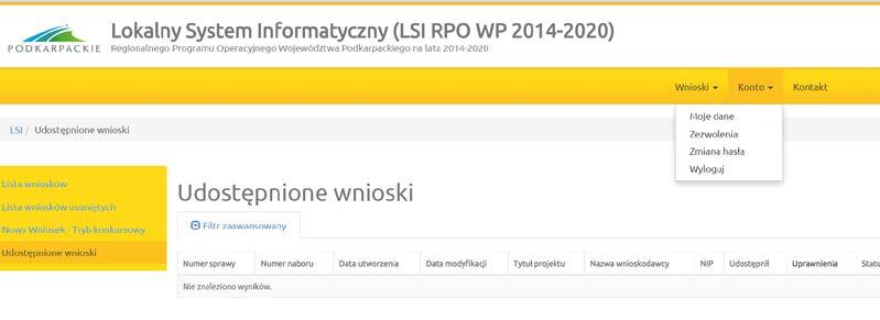 2.4.2 Konto 2.4.2.1 Moje dane Widok przedstawiający formularz z danymi wprowadzonymi podczas rejestracji w systemie.
