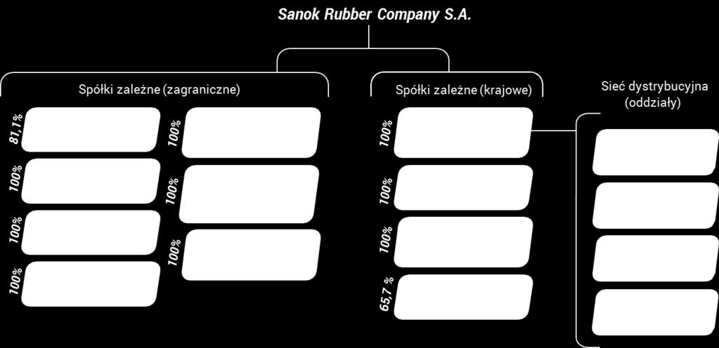 SPRAWOZDANIE ZARZĄDU Z DZIAŁALNOŚCI GRUPY KAPITAŁOWEJ SANOK RUBBER COMPANY I JEDNOSTKI DOMINUJĄCEJ SANOK RUBBER COMPANY S.A. ZA I PÓŁROCZE 2016 ROKU 1. Informacje podstawowe 1.1. Grupa Kapitałowa Sanok Rubber Company Na dzień 30.