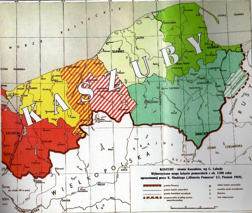 Mimo, że najstarsze źródła kartograficzne sytuują Kaszuby na zachód od obecnego obszaru, nie oznacza to, że Kaszubi nie zamieszkiwali wówczas dzisiejszych Kaszub.