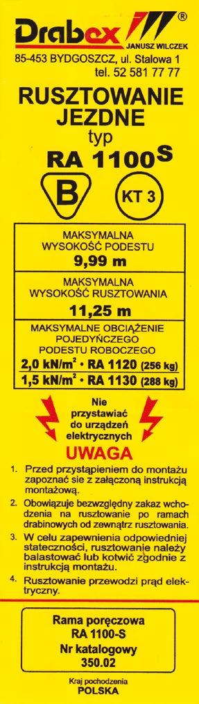 35 7. OZNAKOWANIE RUSZTOWANIA Tabliczka