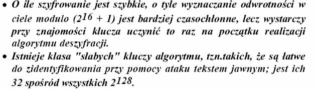 Cechy algorytmu IDEA Nowy standard przyjęty w 2001 r.