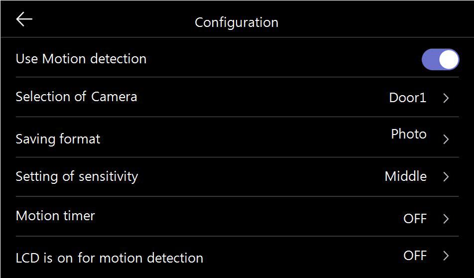 Konfiguracja opcji: Użyj detekcji ruchu / Use Motion Włączenie / Wyłączenie detekcji detection Wybór kamery / Selection of Camera Wybór kamery z której realizowana jest funkcja detekcji Rodzaj zapisu