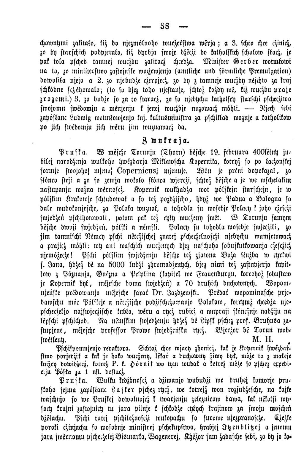 38 chownhmi zakitalo, tiz do njezm ölnoho wuczerstwa w e r j a ; a 3.