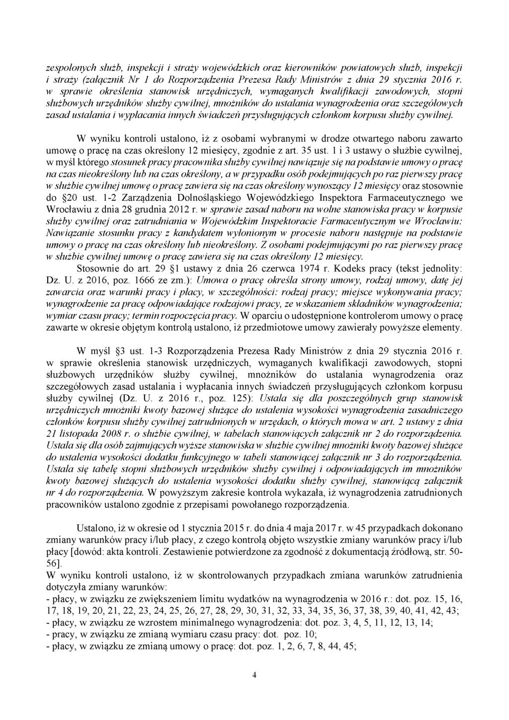 zespolonych służb, inspekcji i straży wojewódzkich oraz kierowników powiatowych służb, inspekcji i straży (załącznik Nr 1 do Rozporządzenia Prezesa Rady Ministrów z dnia 29 stycznia 2016 r.