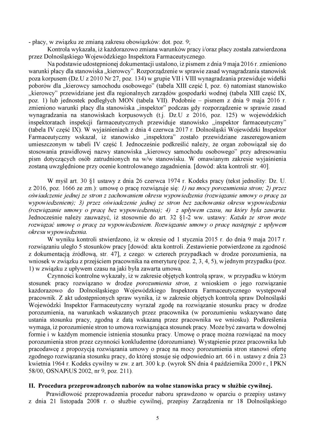 - płacy, w związku ze zmianą zakresu obowiązków: dot. poz.