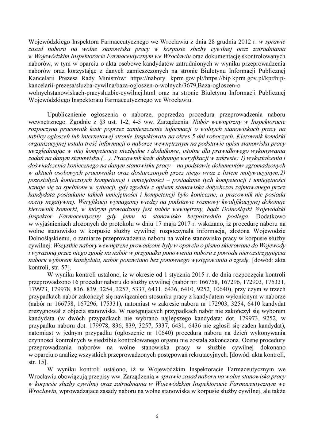 Wojewódzkiego Inspektora Farmaceutycznego we Wrocławiu z dnia 28 grudnia 2012 r.