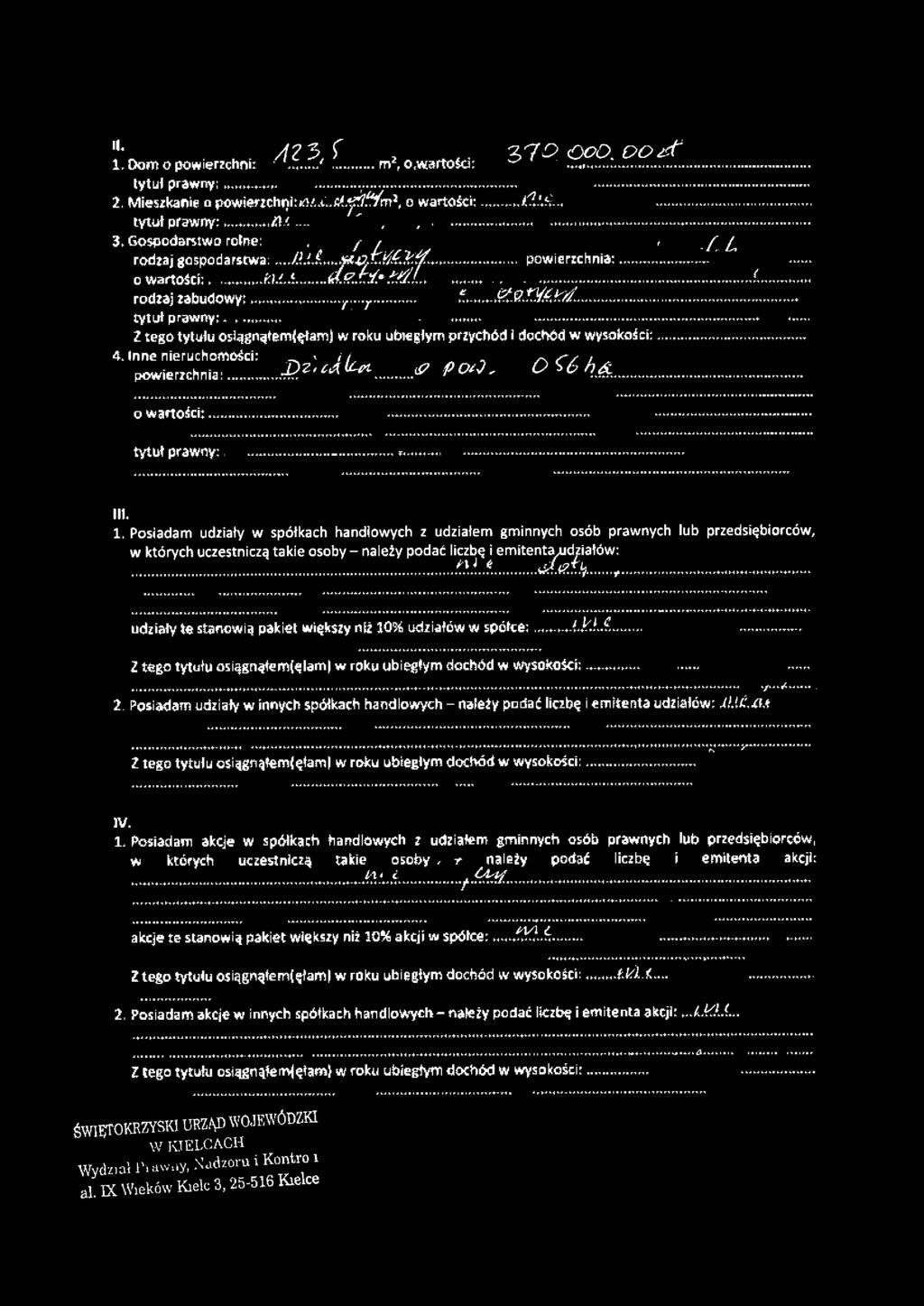 .....L rodzaj zabudow y:....r r...5,....& $ T.W,k /L... ty t uł p rawny;......... 1 tego tytułu osiągnąłemjęłam) w roku ubiegłym przychód i dochód w wysokości:... 4. inne nieruchomości: _ >.