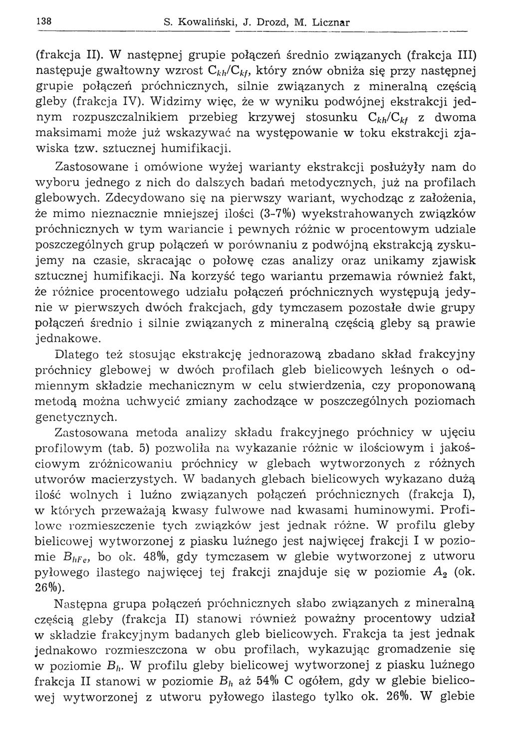 138 S. Kowaliński, J. Drozd, M. Licznar (frakcja II).