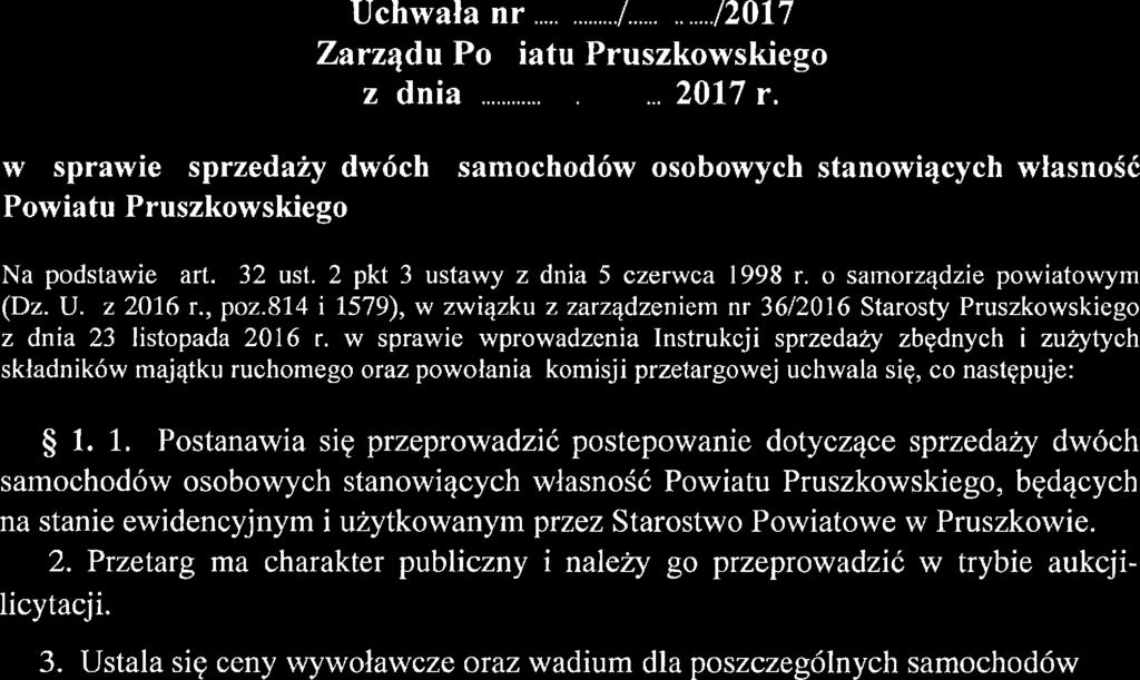 oł}/" w sprawie sprzedaży dwóch Powiatu Pruszkowskiego
