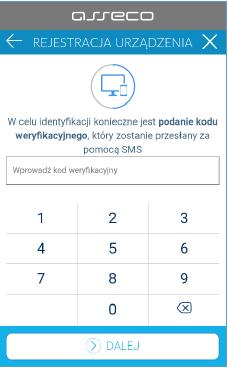 wprowadzenie dodatkowych danych weryfikacyjnych - w następnym kroku w polu należy wprowadzić kod PIN, który będzie służył do