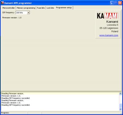 Programmer setup tab Here you can set ISP frequency and read programmers ﬁrmware version.