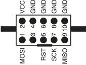Features Programmer for ISP-enabled AVR microcontrollers 10-pins IDC