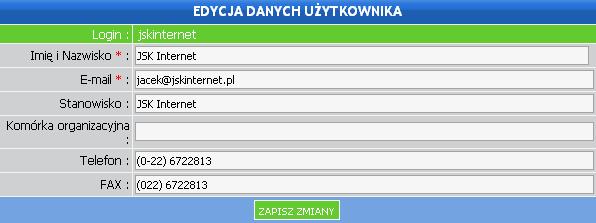 3. Zmień swoje dane Opcja umożliwiająca szybką edycję