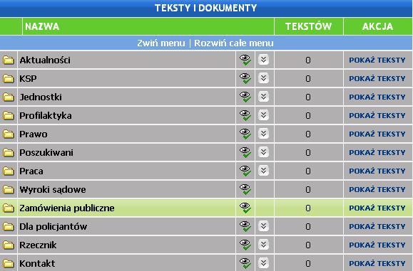 Przenoszenie działów do innych działów Aby przenieść dział do innego działu, klikamy ikonkę ( ).