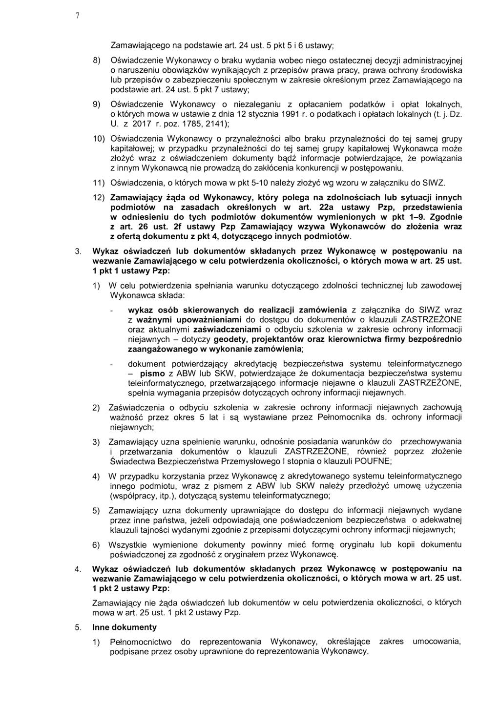 7 Zamawiającego na podstawie art. 24 ust.