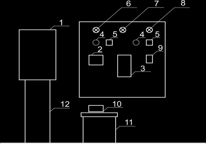 1. Ogniwo PV 2. Regulator ładowania 3. Inverter 12 V /230 V 4. Puszka połączeniowa natynkowa 5. Łącznik jednobiegunowy natynkowy 6. Oprawa oświetlenia GU4 7.