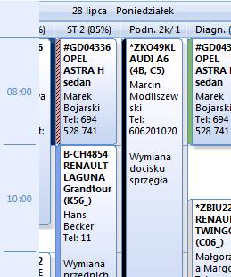 zarezerwowanych terminów Filtry umożliwiające wyszukanie zarezerwowanych